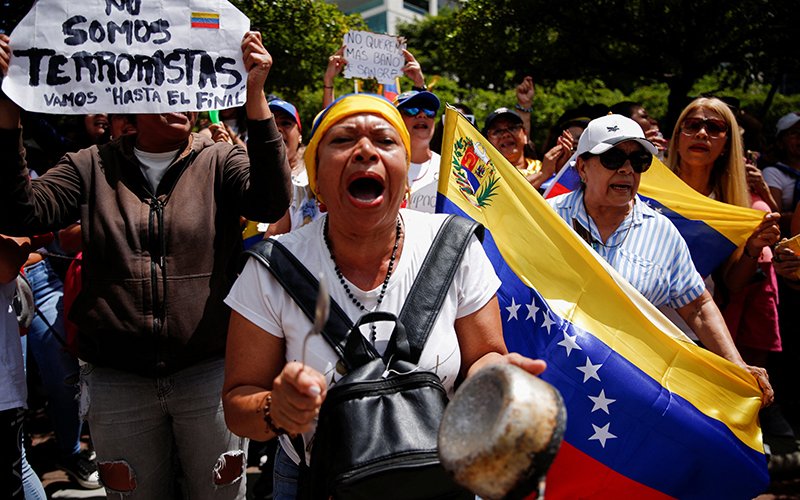 People gather in Caracas, Venezuela, July 30, 2024, to protest election results that awarded Venezuela's President Nicolas Maduro with a third term.